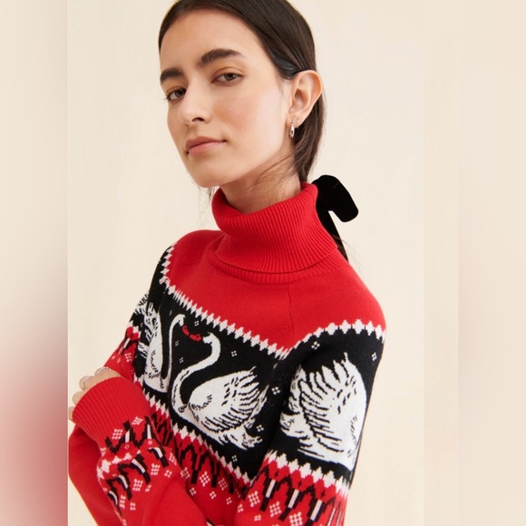 Rachel Antonoff Red and Black Swan Mini Dress Nina 2X - Picture 6 of 10